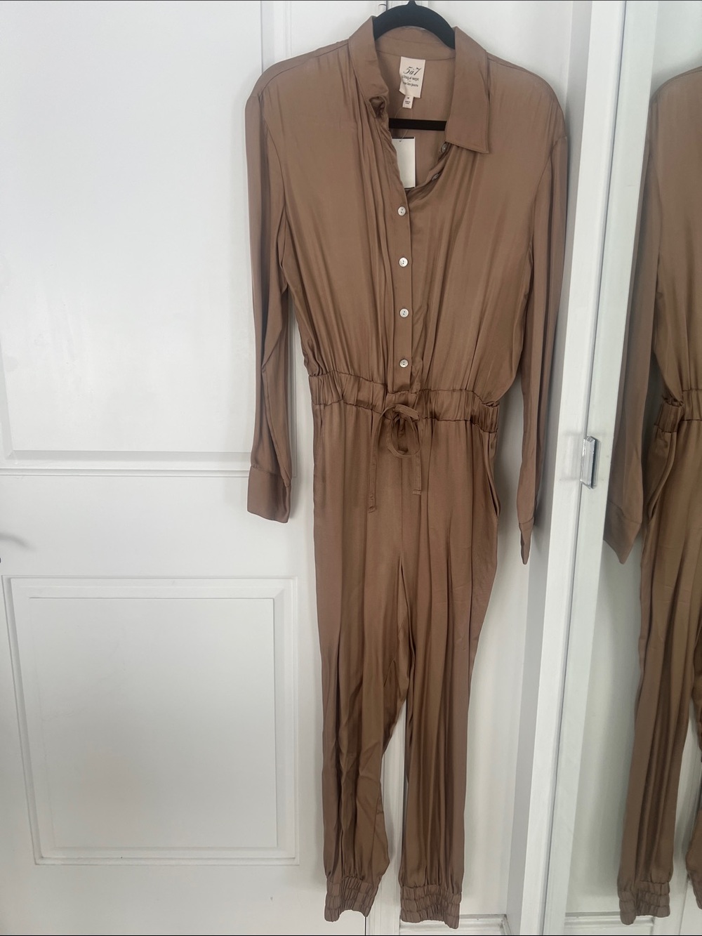 Light bronze cinq a sept (5a7) jumpsuit w/silky smooth fabric and a slight sheen